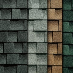 four Timberline shingle color swatches