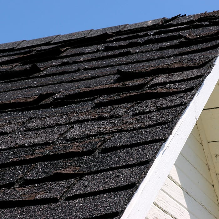 close up of cracked roof tiles