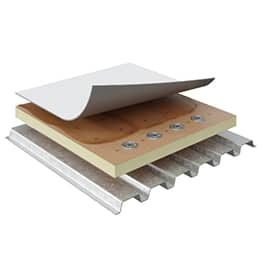 Components of the smooth TPO adhered roofing system by GAF with adhesive